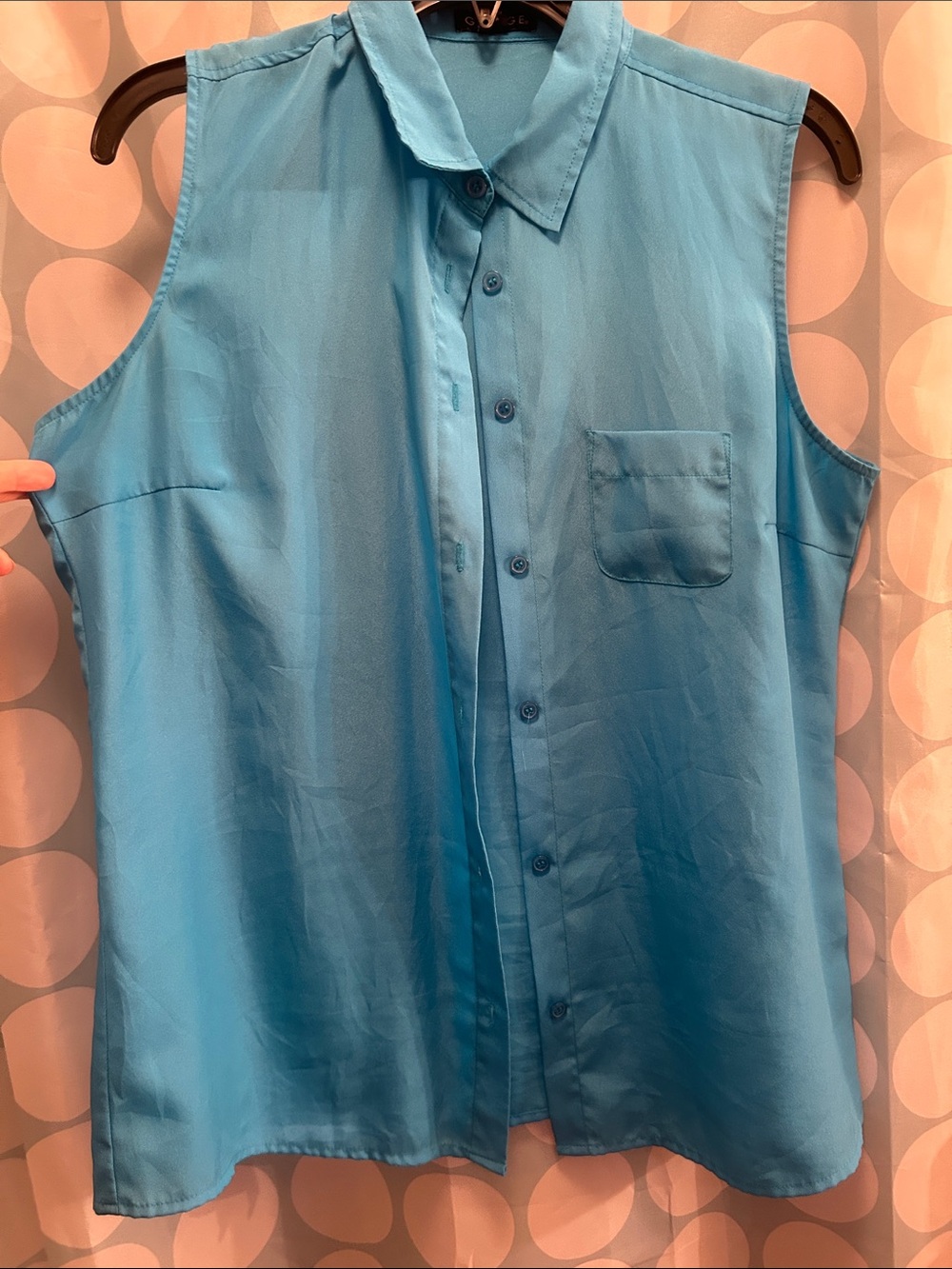 George Sleeveless Button-Up Shirt in Bright Blue